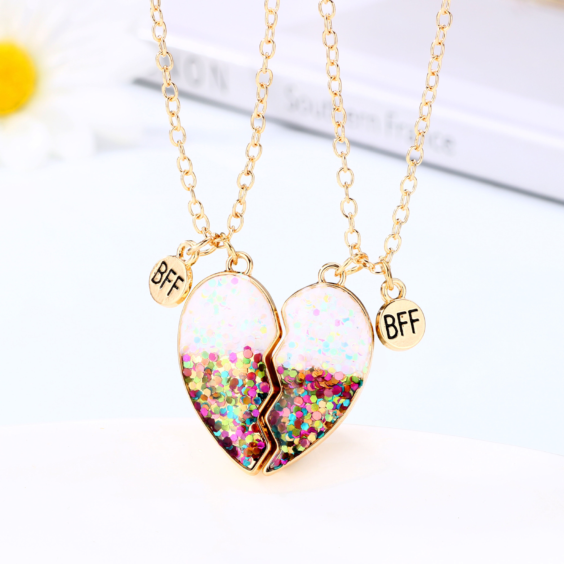 BFF Heart Magnet Necklace Set