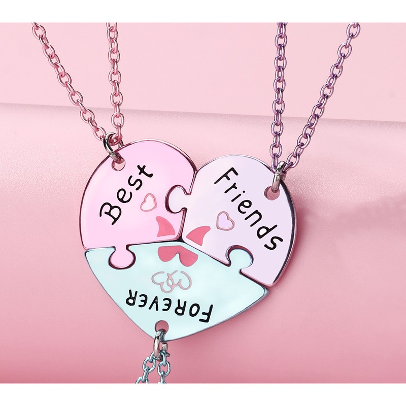 Colorful Heart BFF Necklace Set