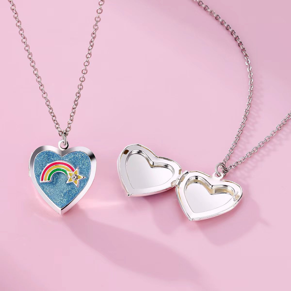 Rainbow Photo Locket Necklace - image 1