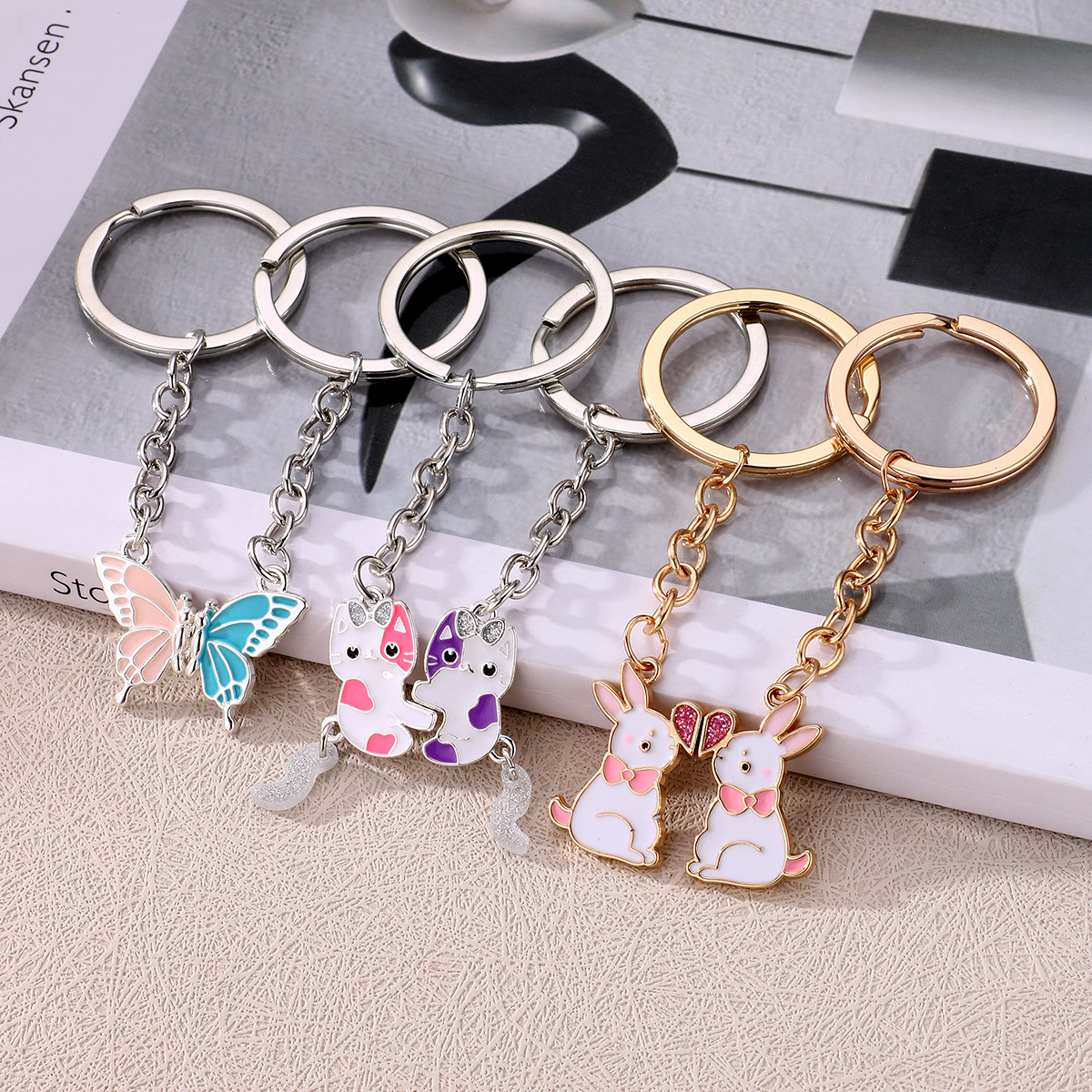 Rabbit Metal Keychain Set - image 1