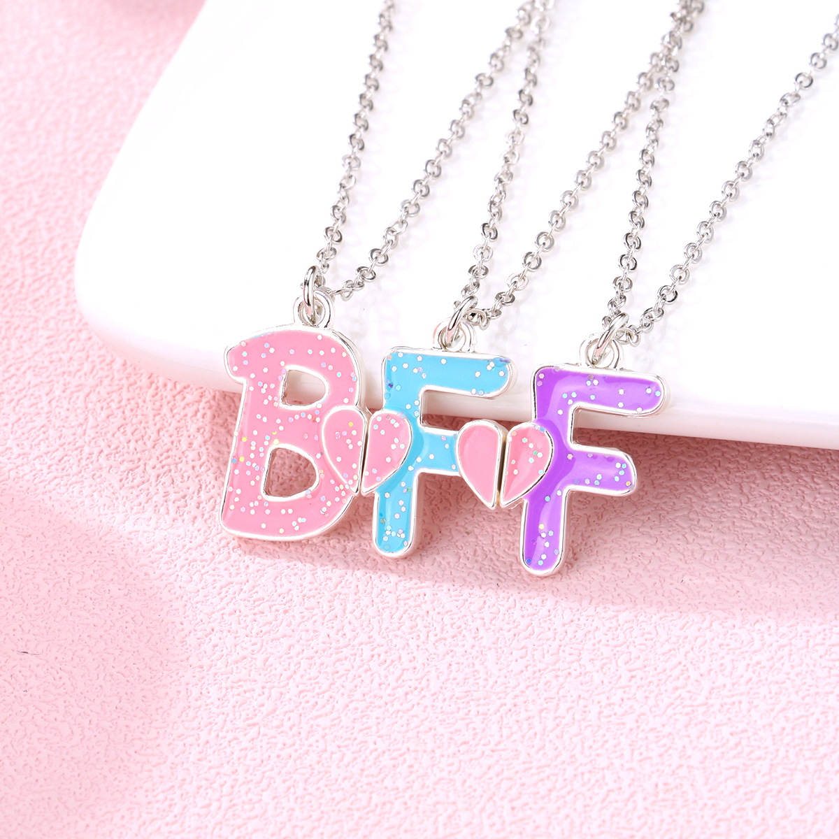 Letter Heart BFF Necklace Set - image 3