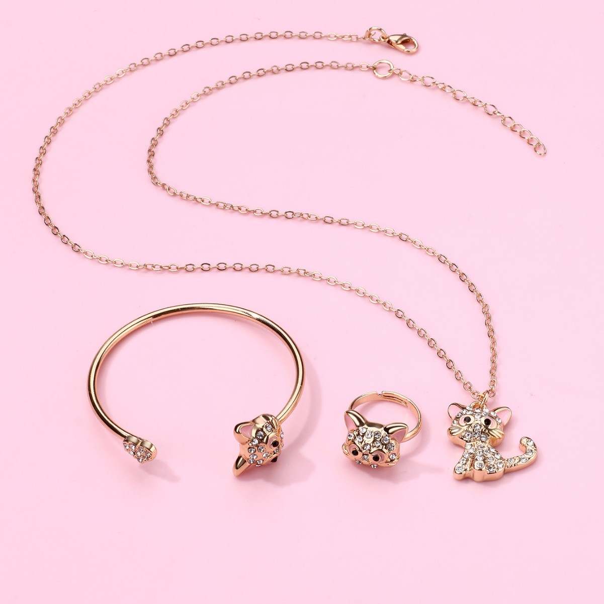 Fox Bracelet Necklace Ring Set - image 3