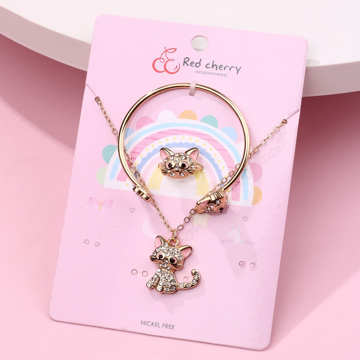 Fox Bracelet Necklace Ring Set - image 4