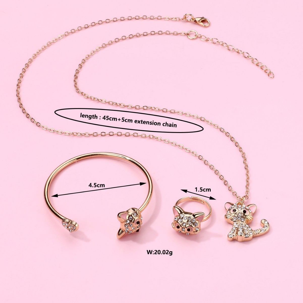 Fox Bracelet Necklace Ring Set - image 5