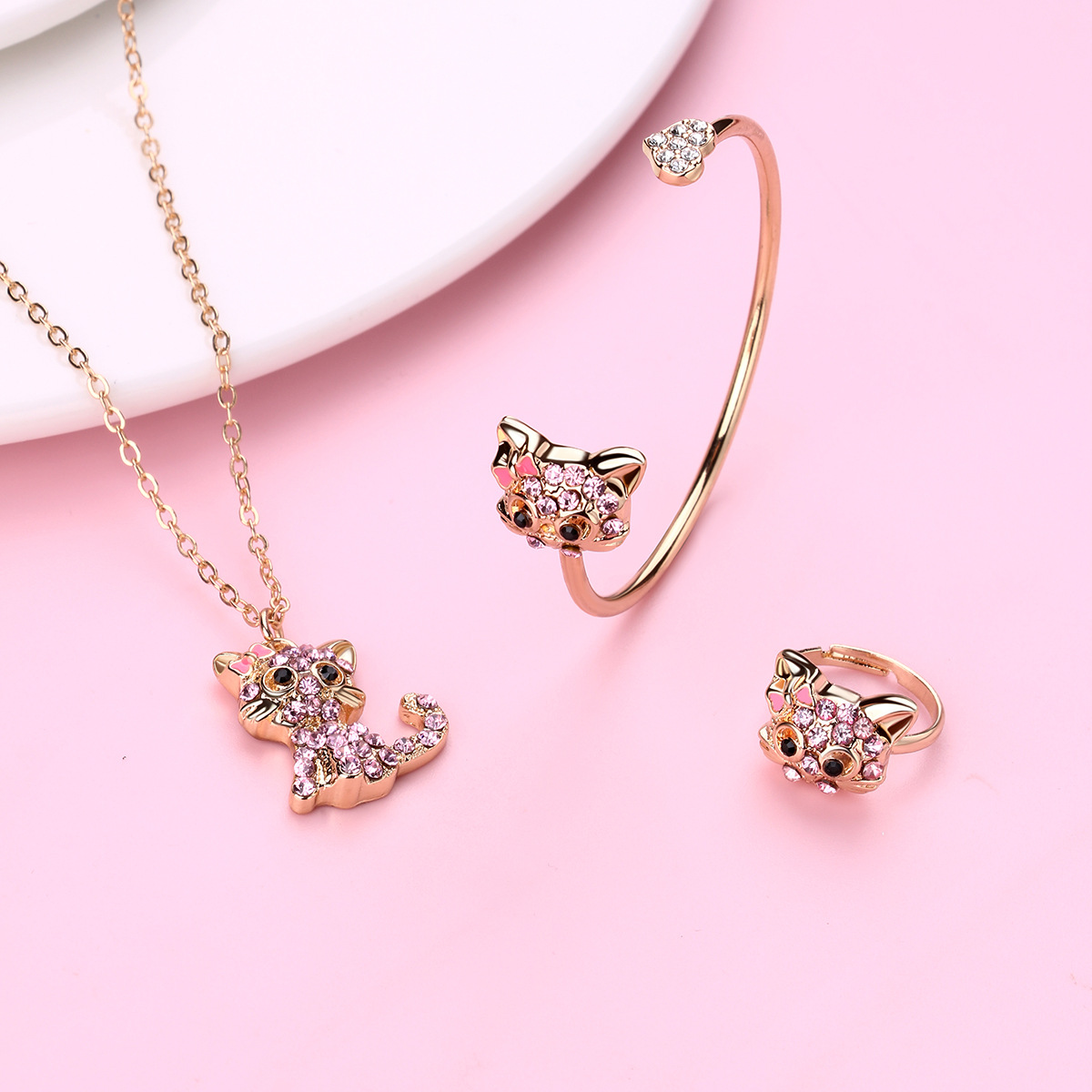 Fox Bracelet Necklace Ring Set - image 7