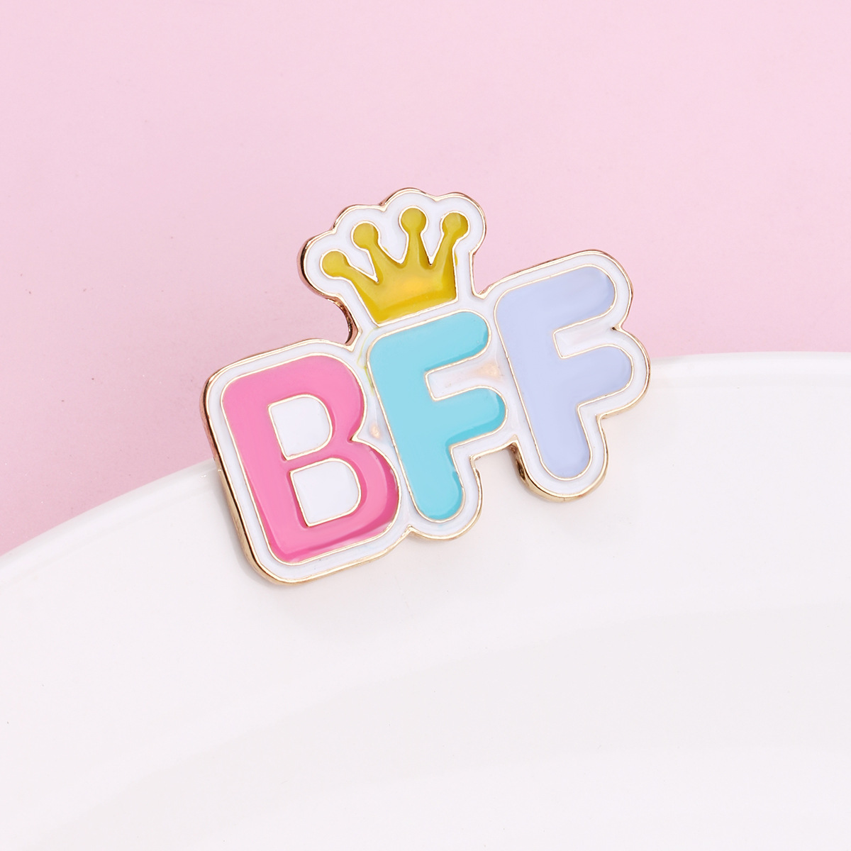 Crown BFF Brooch Pin - image 1
