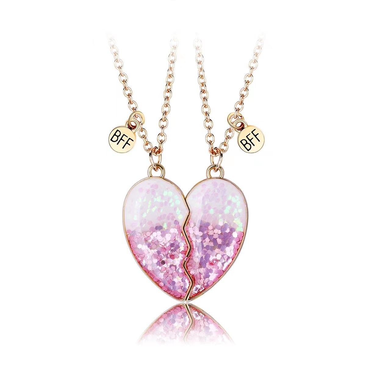 Gold Glitter Heart BFF Necklace - image 1