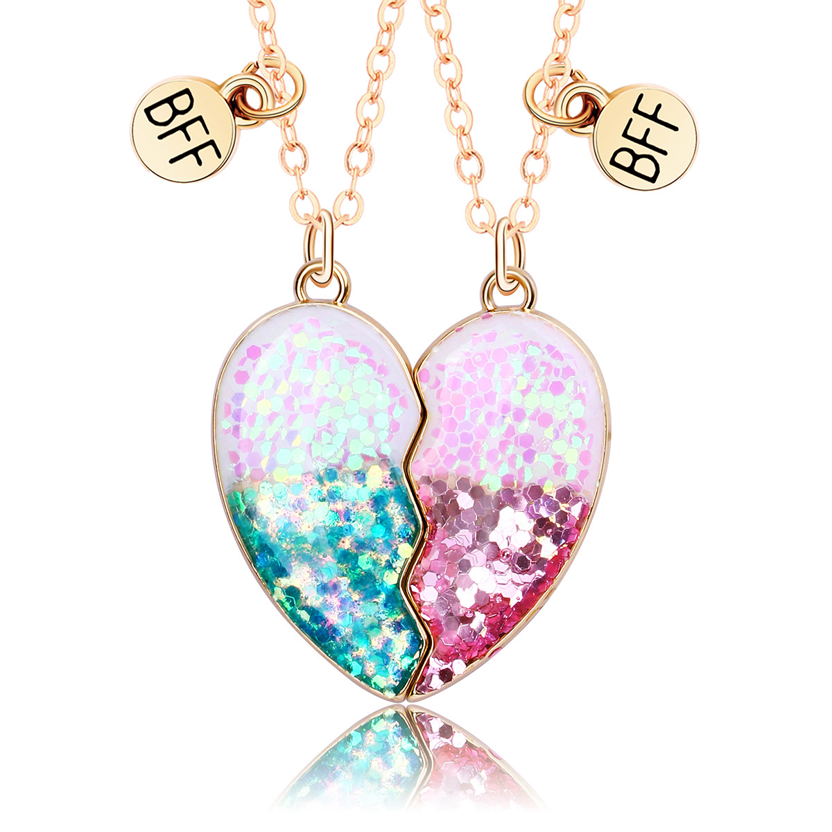 Gold Glitter Heart BFF Necklace - image 8
