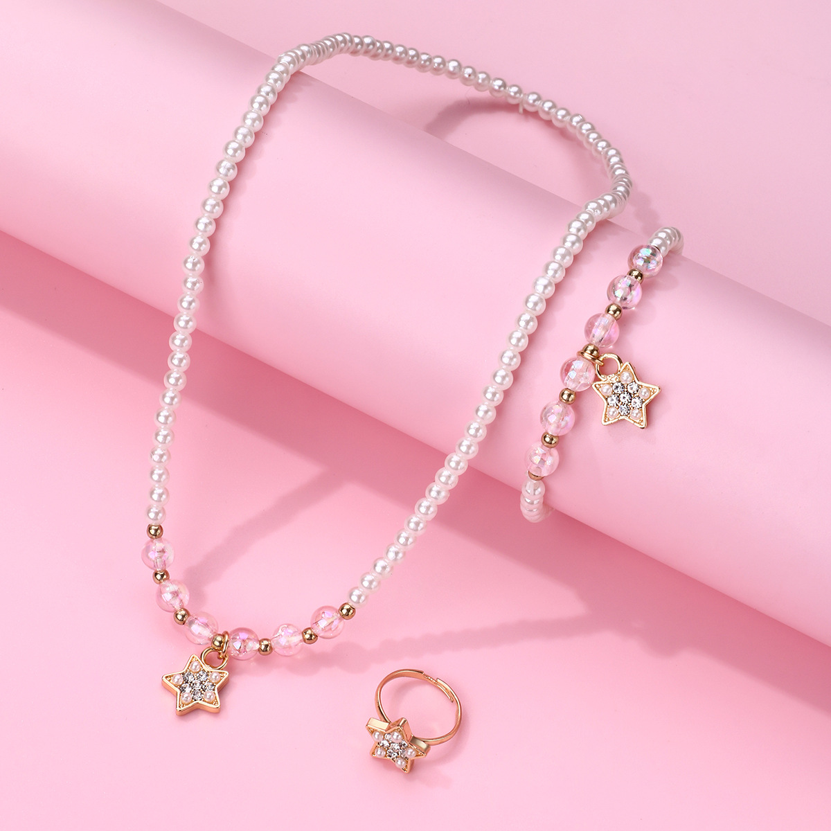 Star Bead Bracelet Necklace Ring Set - image 2