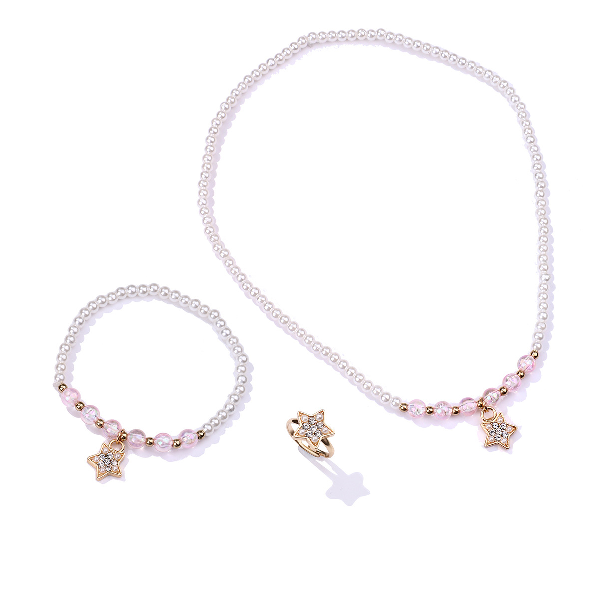 Star Bead Bracelet Necklace Ring Set - image 6