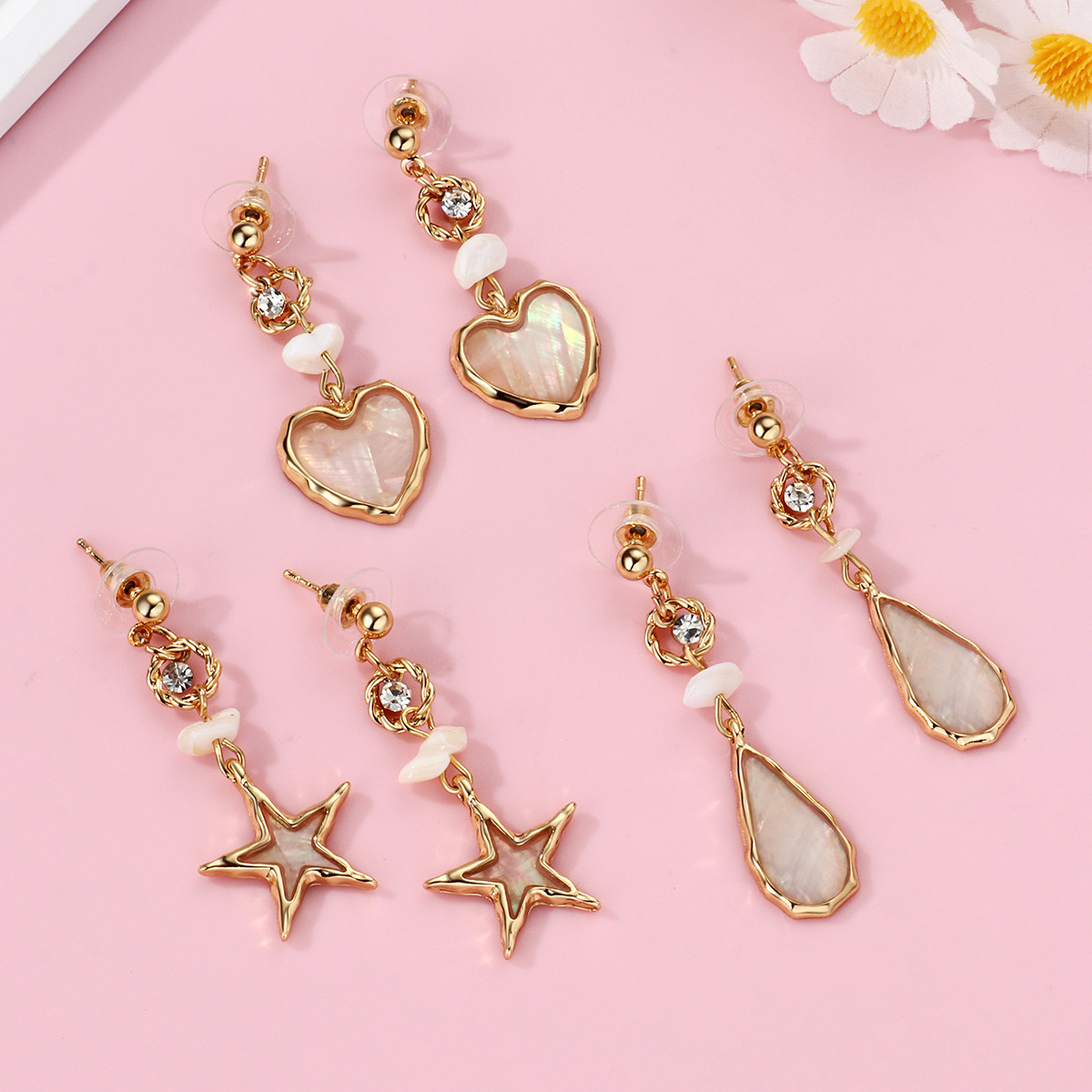 Heart Star Rhinestone Earrings