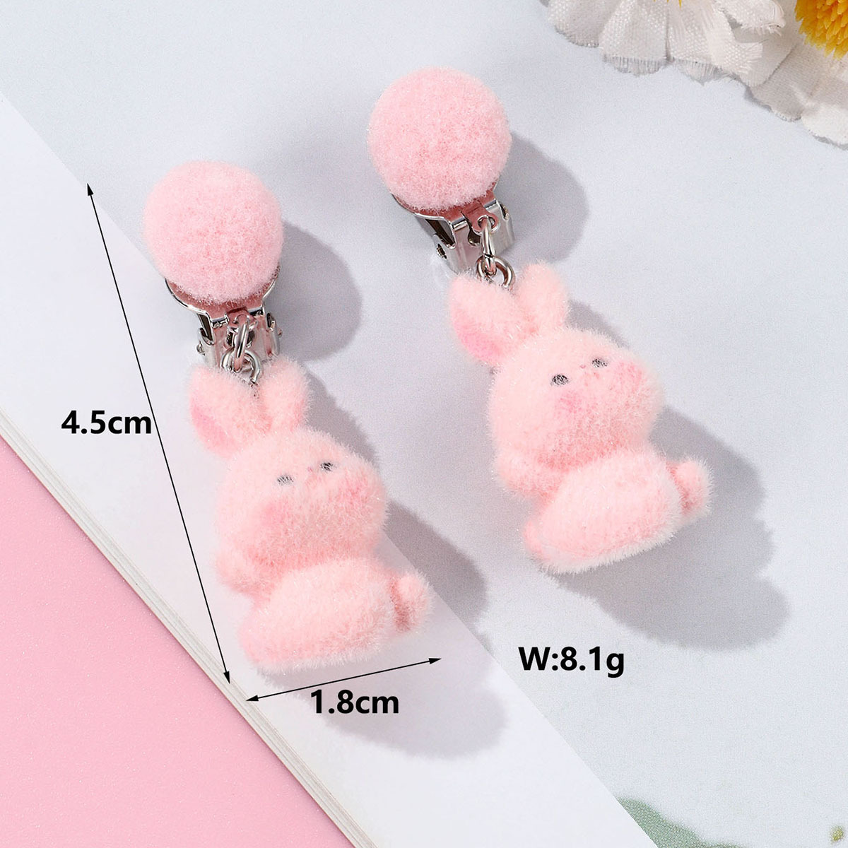 Fuzzy Heart Animal Pendant Earrings