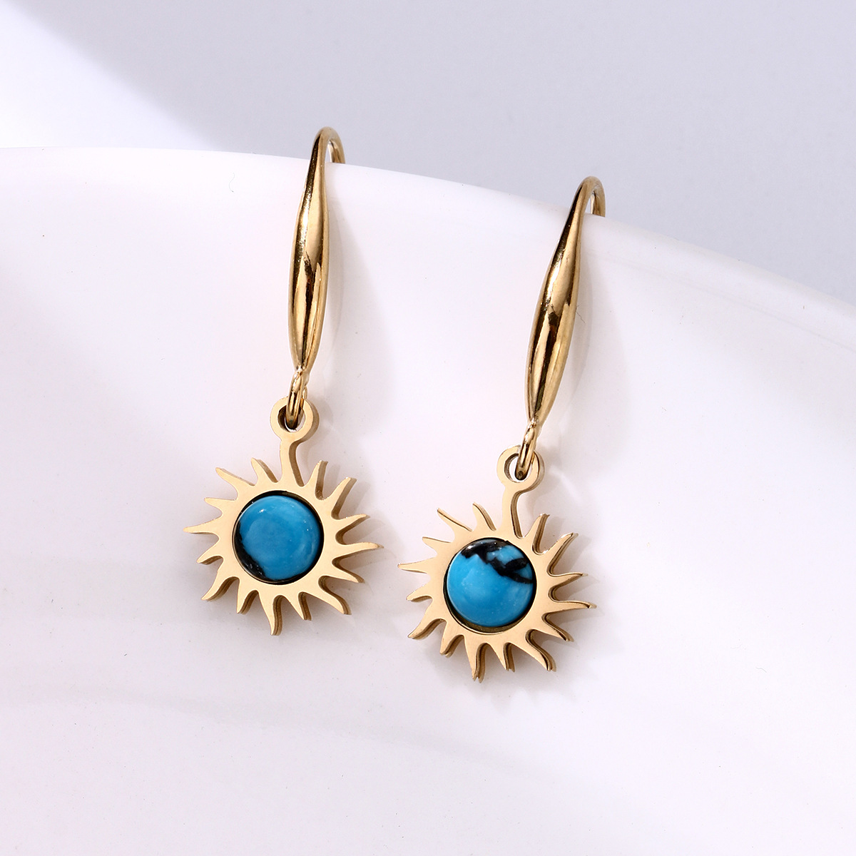Gold Turquoise Drop Earrings