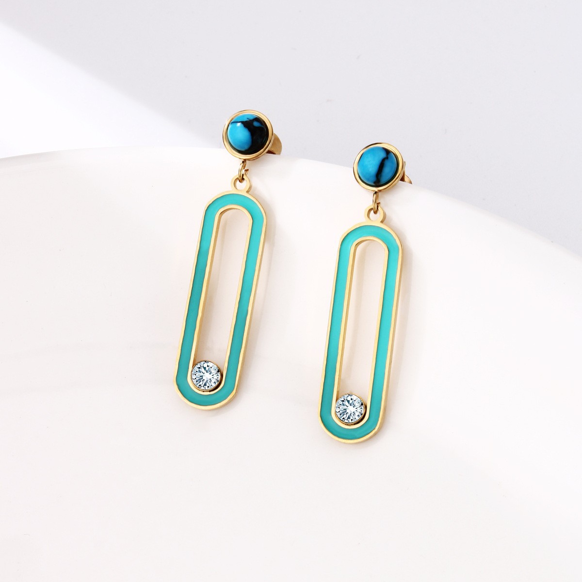 Turquoise Inlay Drop Earrings