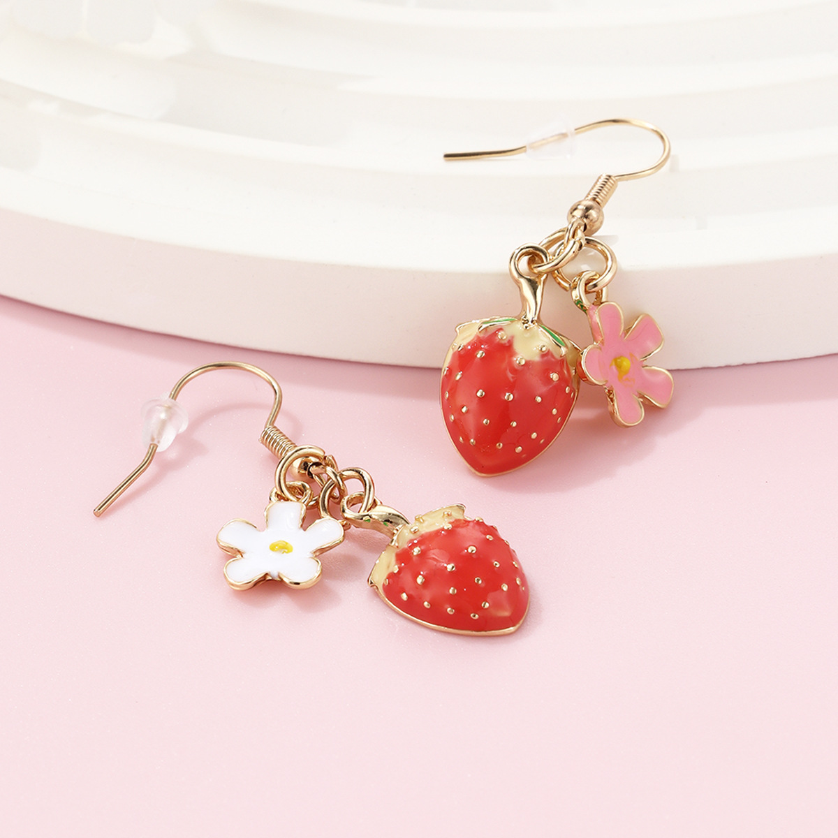 Strawberry Flower Drop Earrings