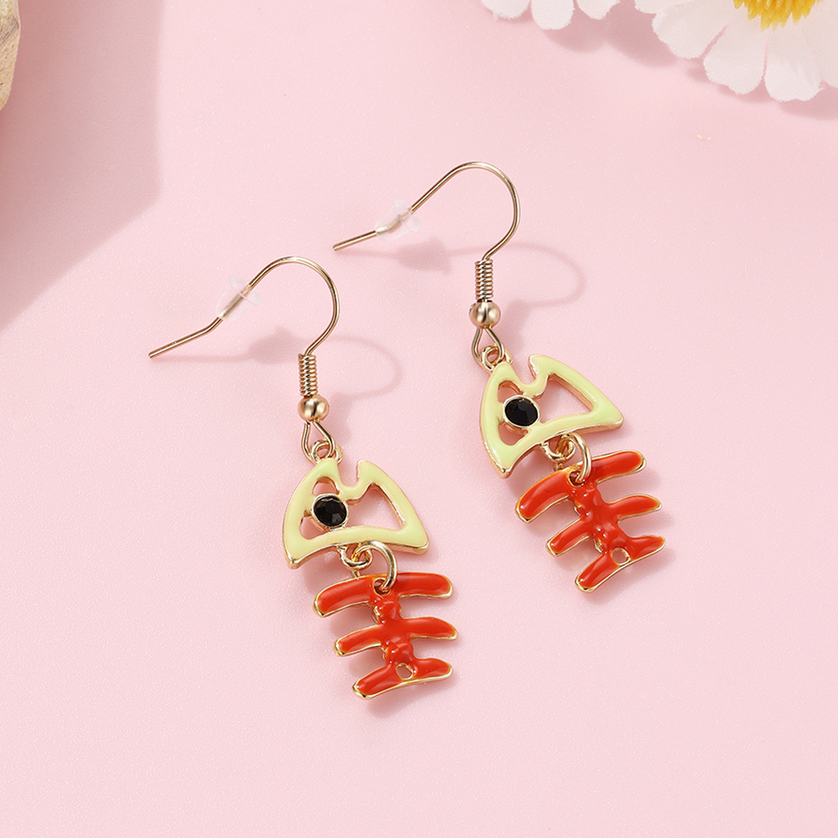 Fishbone Rainbow Drop Earrings