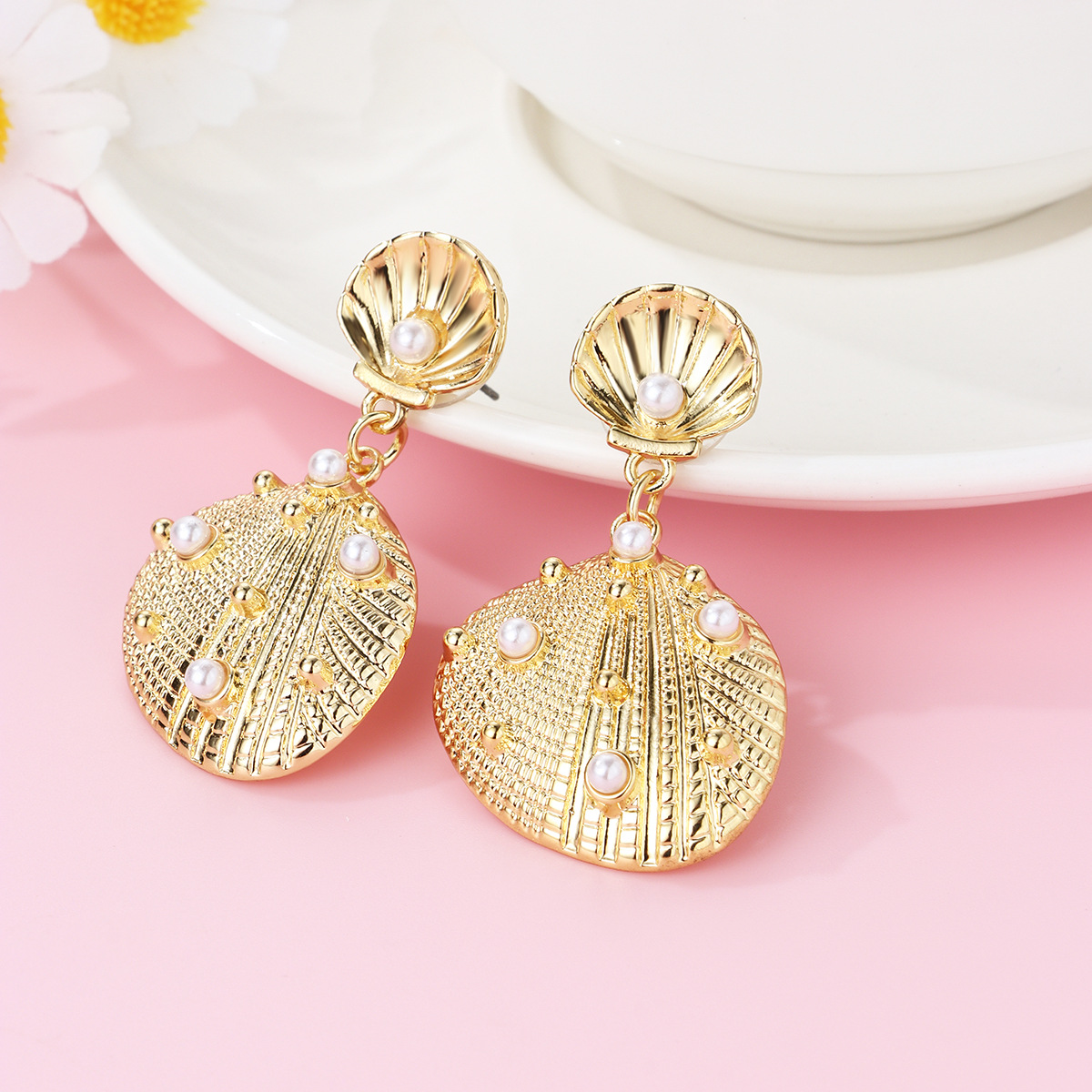 Starfish Pearl Shell Earrings