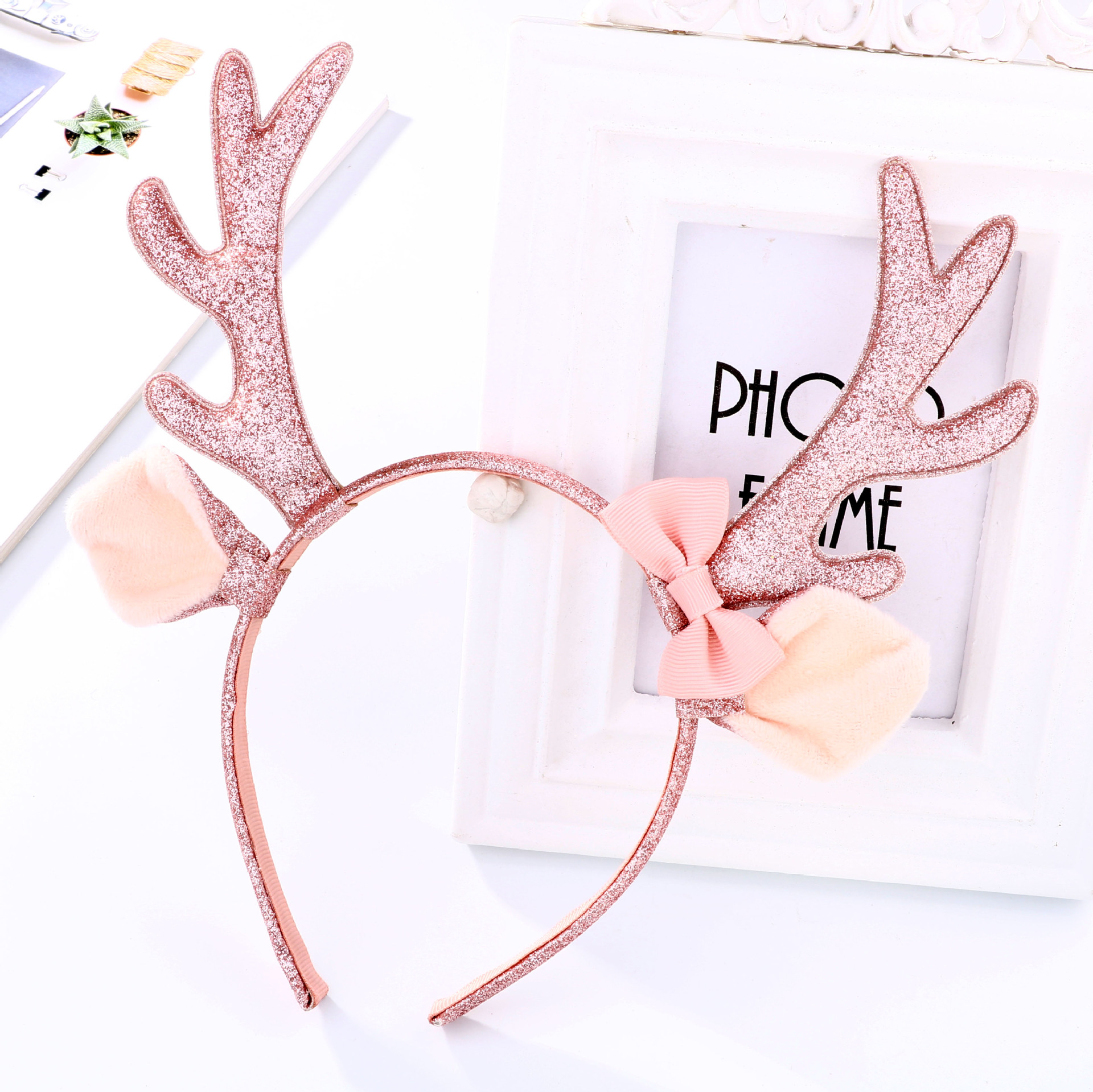 Christmas Reindeer Bow Headband