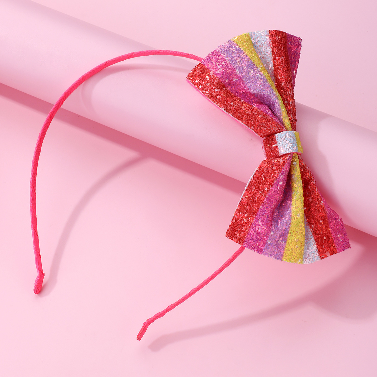 Rainbow Glitter Bow Headband