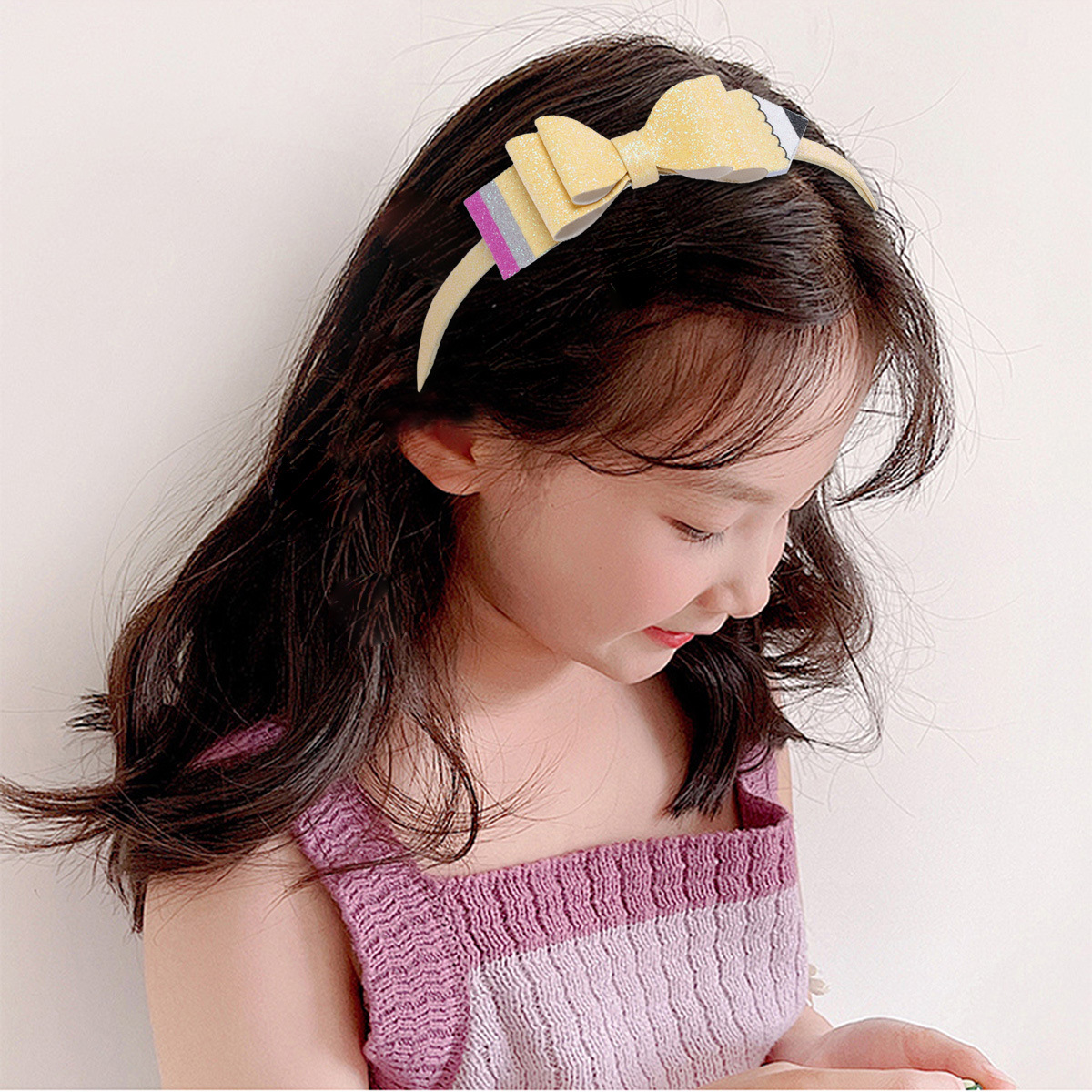 Glitter Pencil Bow Kids Headband