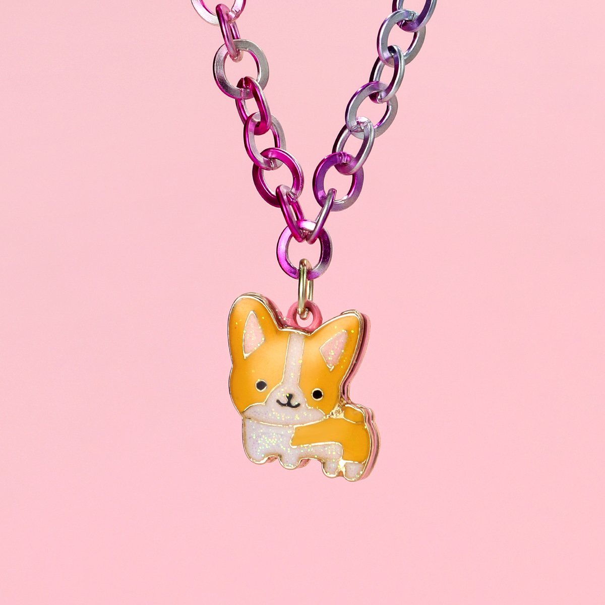3D enamel corgi charm pendant — trending character charm design