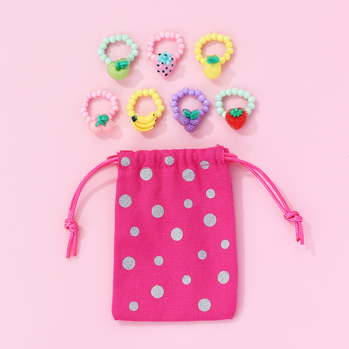Fruit Animal Bead Ring Set