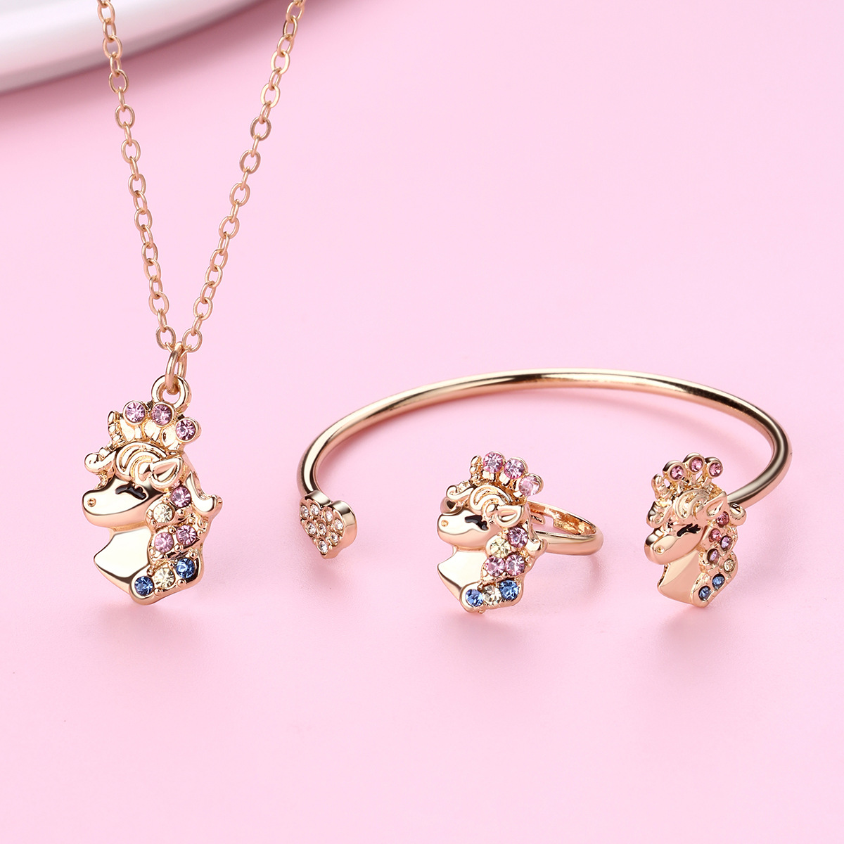 Unicorn Necklace Bracelet Set