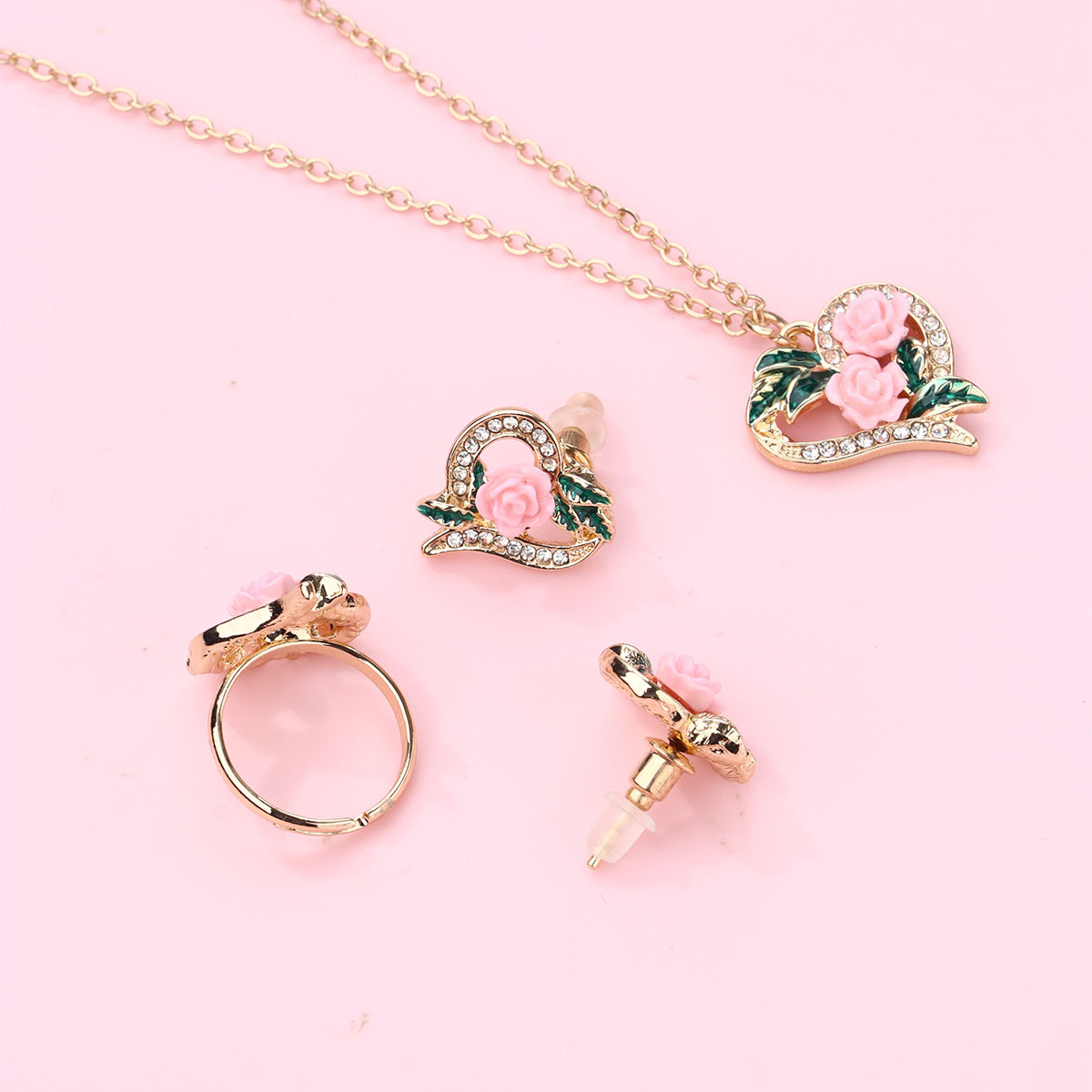 Kids Earring Necklace Ring Set