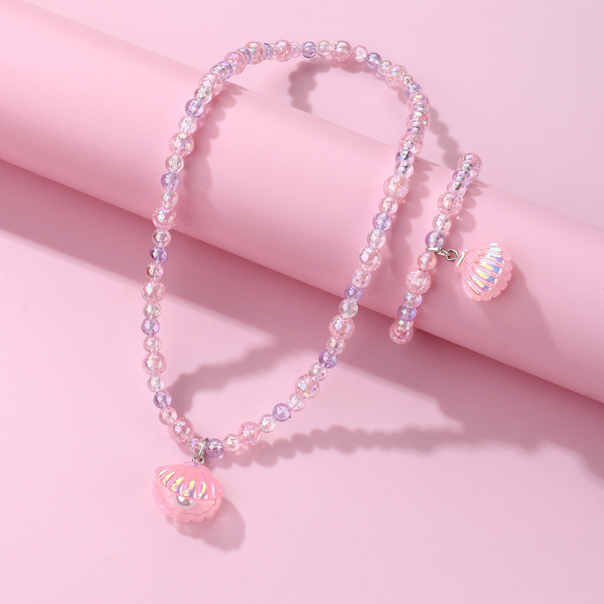 Princess Pink Shell Pearl Bracelet Set