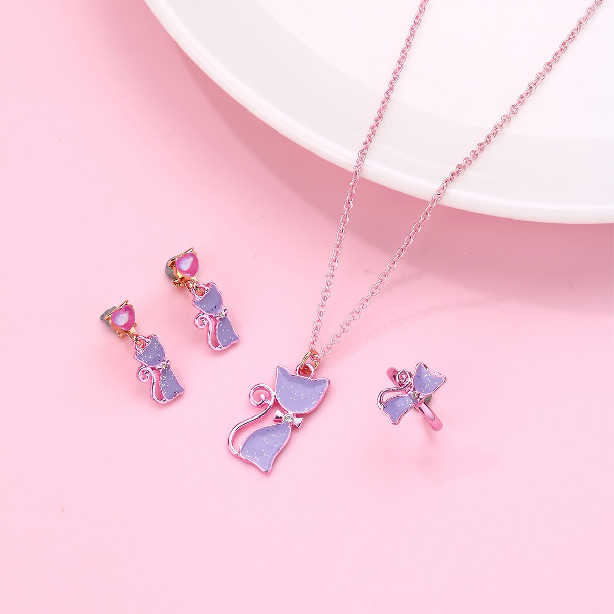 Sweet Cat Drop Oil Necklace Set