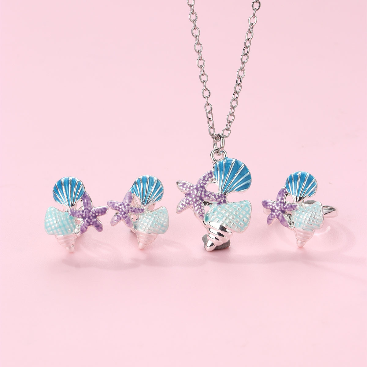 Ocean Shell Starfish Necklace Set
