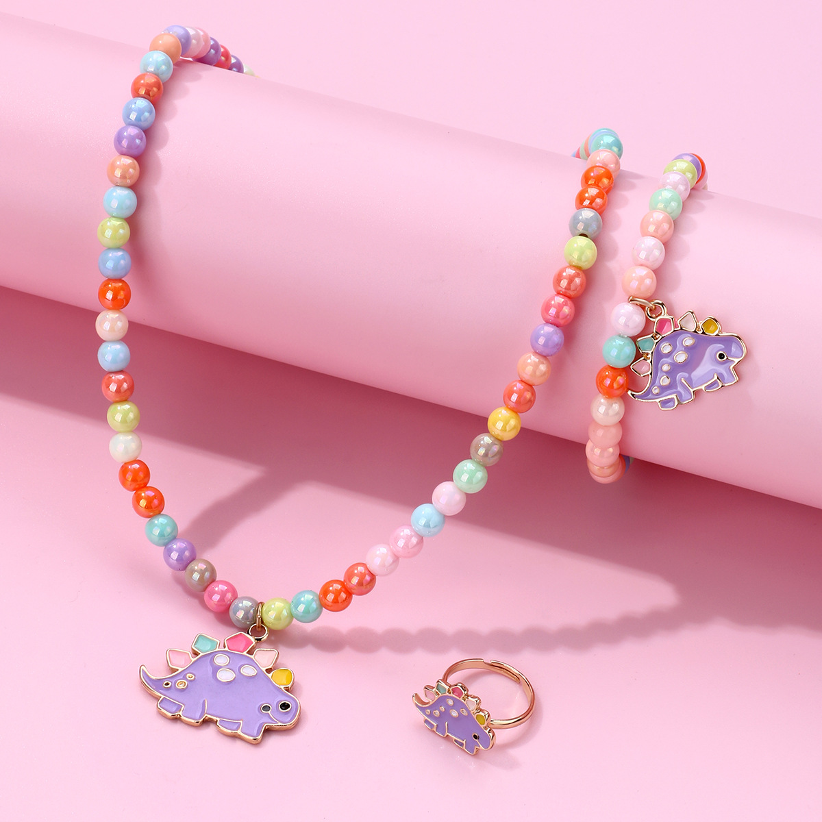 Animal Bead Bracelet Necklace Ring Set