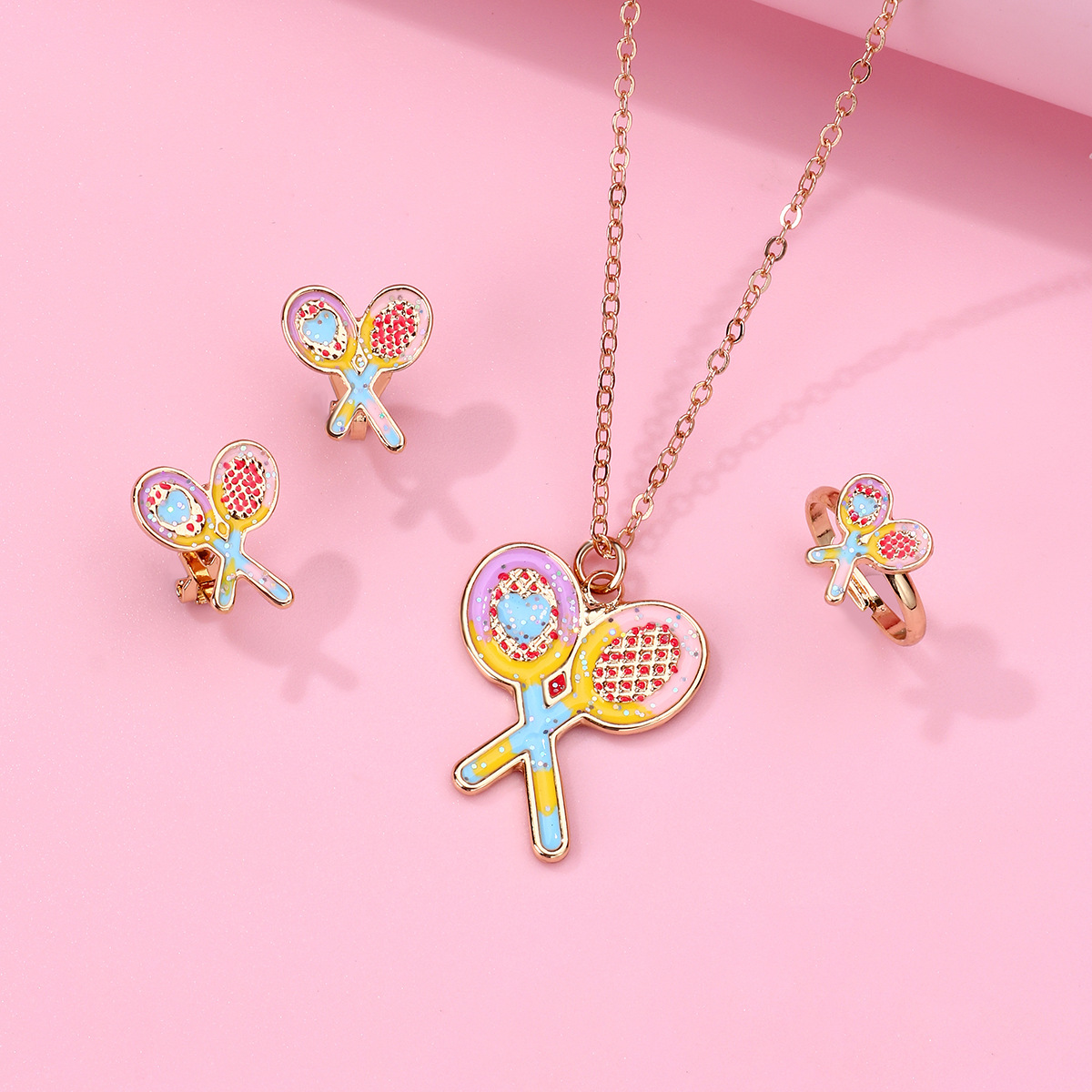 Tennis Racket Necklace Set