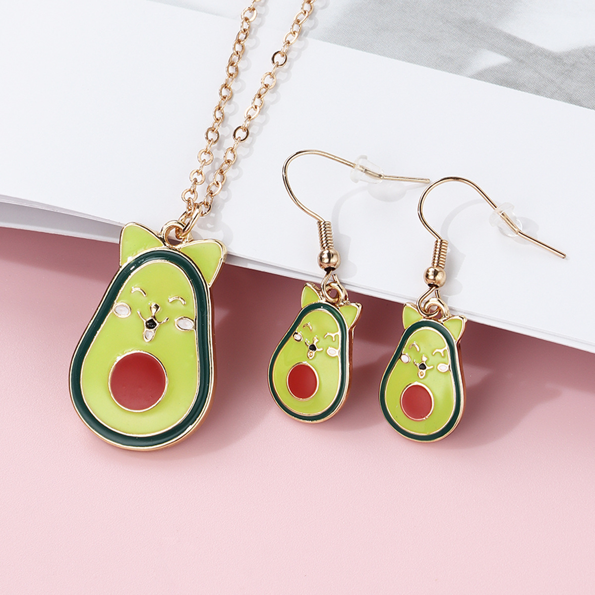 Avocado Necklace Earring Set